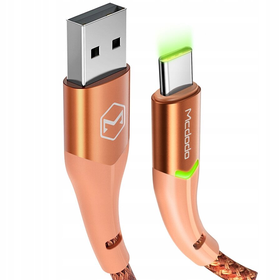 McDodo telefonikaabel, kiirlaadimine, USB-C, USB, 1m, QC 4.0, LED ekraaniga, oranž hind ja info | Mobiiltelefonide kaablid | hansapost.ee