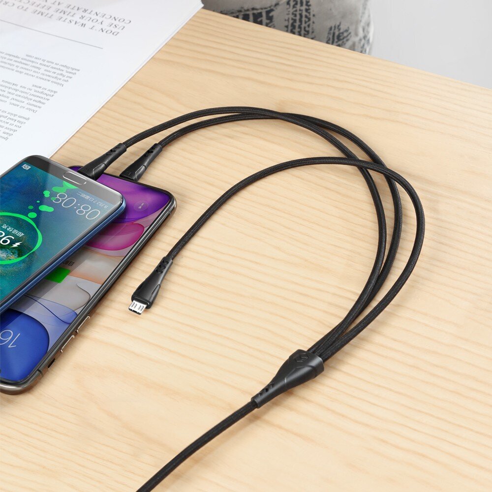 Mcdodo Mamba seeria telefonikaabel koos Car Play ja Android Auto toega IPHONE-le, kiirlaadimine 4.0+, Micro USB Lightning USB-C 3in1 1,2 meetrit цена и информация | Mobiiltelefonide kaablid | hansapost.ee