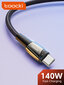 Kaabel Toocki USB C -> USB C PD 140W 5A 1,0 m, kiirlaadimise andmekaabel hind ja info | Mobiiltelefonide kaablid | hansapost.ee