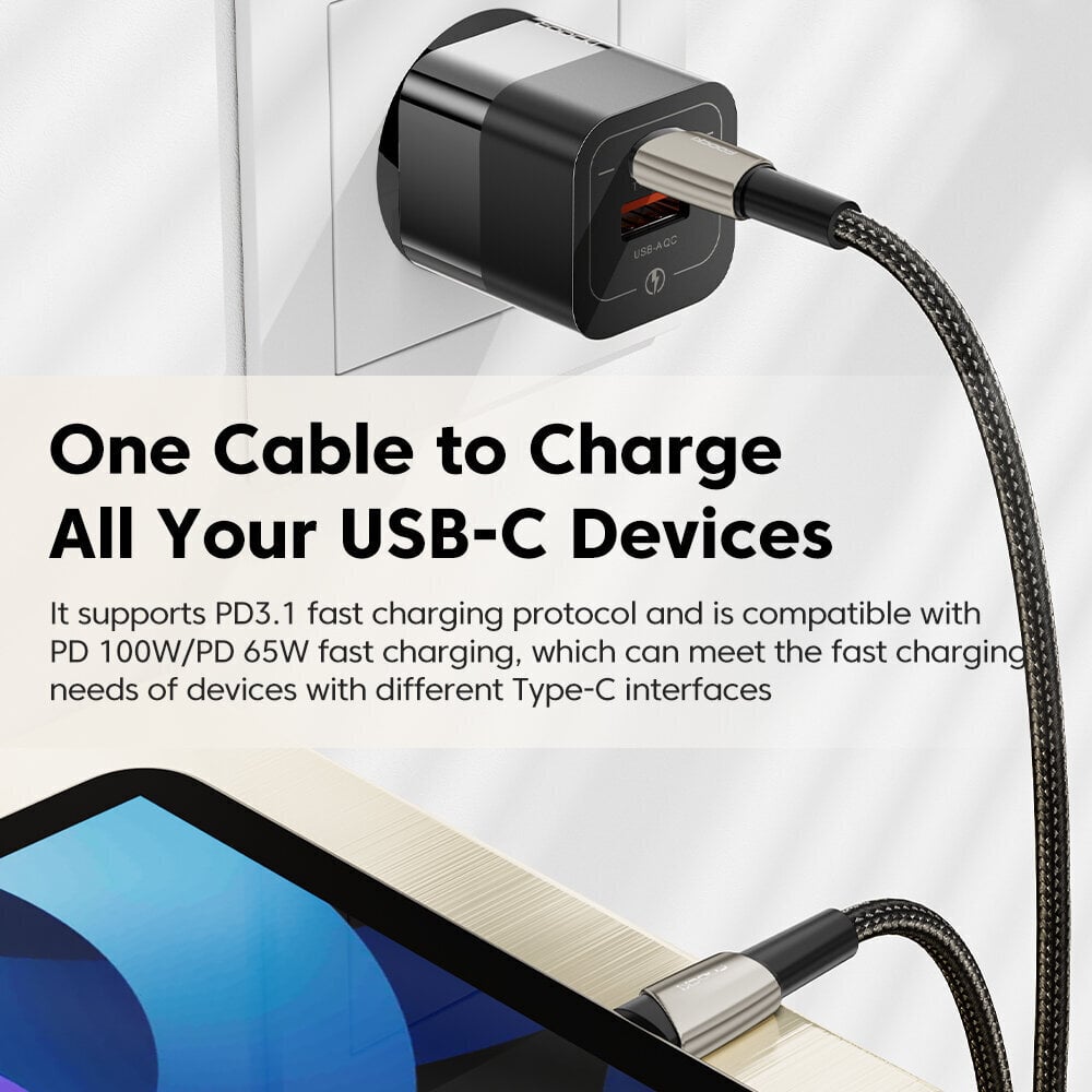 Kaabel Toocki USB C -> USB C PD 140W 5A 1,0 m, kiirlaadimise andmekaabel цена и информация | Mobiiltelefonide kaablid | hansapost.ee