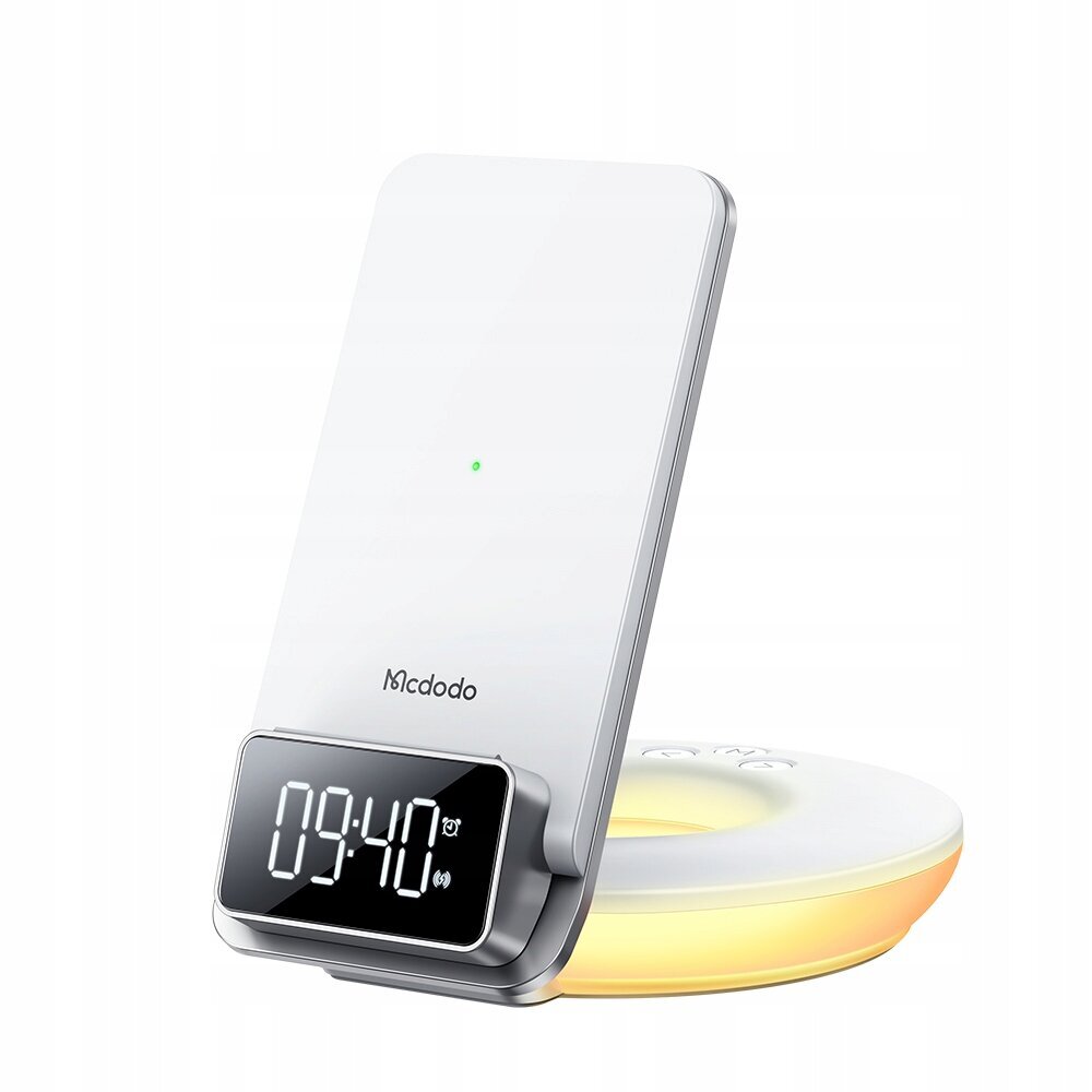Mcdodo induktsioonlaadija, valgusega , äratuskellafunktsiooniga, kellaga, valge CH-1610 цена и информация | Laadijad mobiiltelefonidele | hansapost.ee