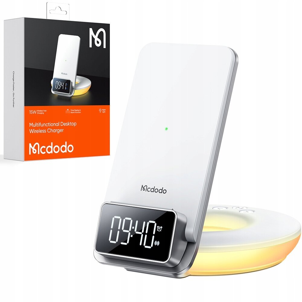 Mcdodo induktsioonlaadija, valgusega , äratuskellafunktsiooniga, kellaga, valge CH-1610 hind ja info | Laadijad mobiiltelefonidele | hansapost.ee