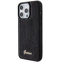 Guess GUHCP15LPSFDGSK iPhone 15 Pro 6.1" czarny|black hardcase Sequin Script Metal цена и информация | Чехлы для телефонов | hansapost.ee