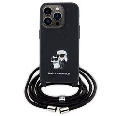 Karl Lagerfeld KLHCP15LSAKCPSK iPhone 15 Pro 6.1" hardcase czarny|black Crossbody Saffiano Metal Pin Karl & Choupette цена и информация | Чехлы для телефонов | hansapost.ee