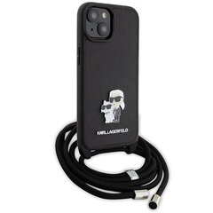 Karl Lagerfeld KLHCP15SSAKCPSK iPhone 15 6.1" hardcase czarny|black Crossbody Saffiano Metal Pin Karl & Choupette цена и информация | CG Mobile Телефоны и аксессуары | hansapost.ee