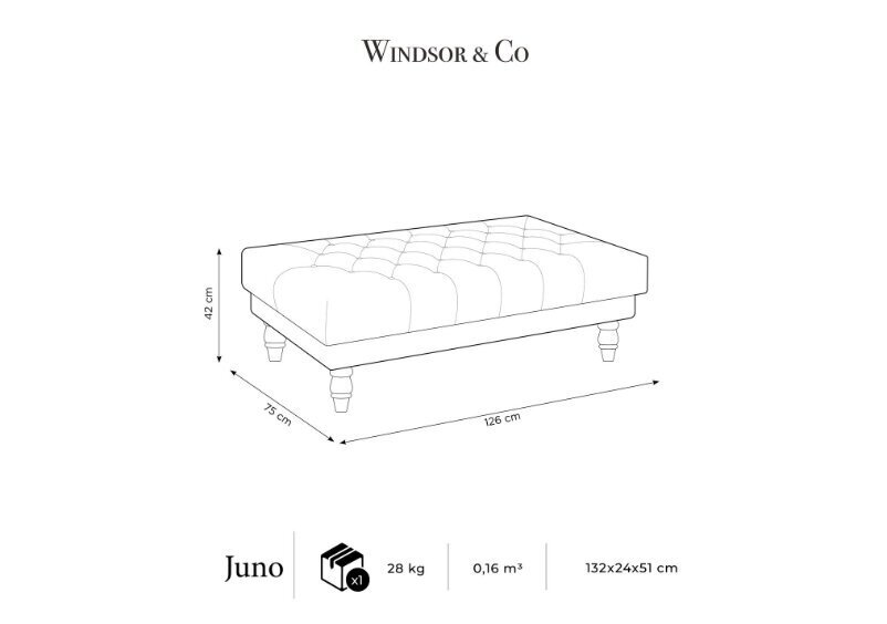Tumba Windsor & Co Juno, 126x75x42 cm, must цена и информация | Kott-toolid, tumbad, järid | hansapost.ee