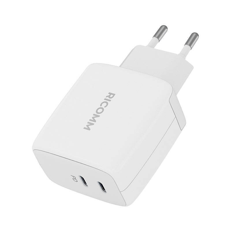 Ricomm seinalaadija 65W GaN RC652 EU, 2xUSB-C + 2.1m USB-C Cable цена и информация | Laadijad mobiiltelefonidele | hansapost.ee