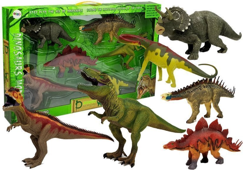 Stegosauruse ja teiste dinosauruste kujukeste komplekt, 6 tk. hind ja info | Mänguasjad poistele | hansapost.ee