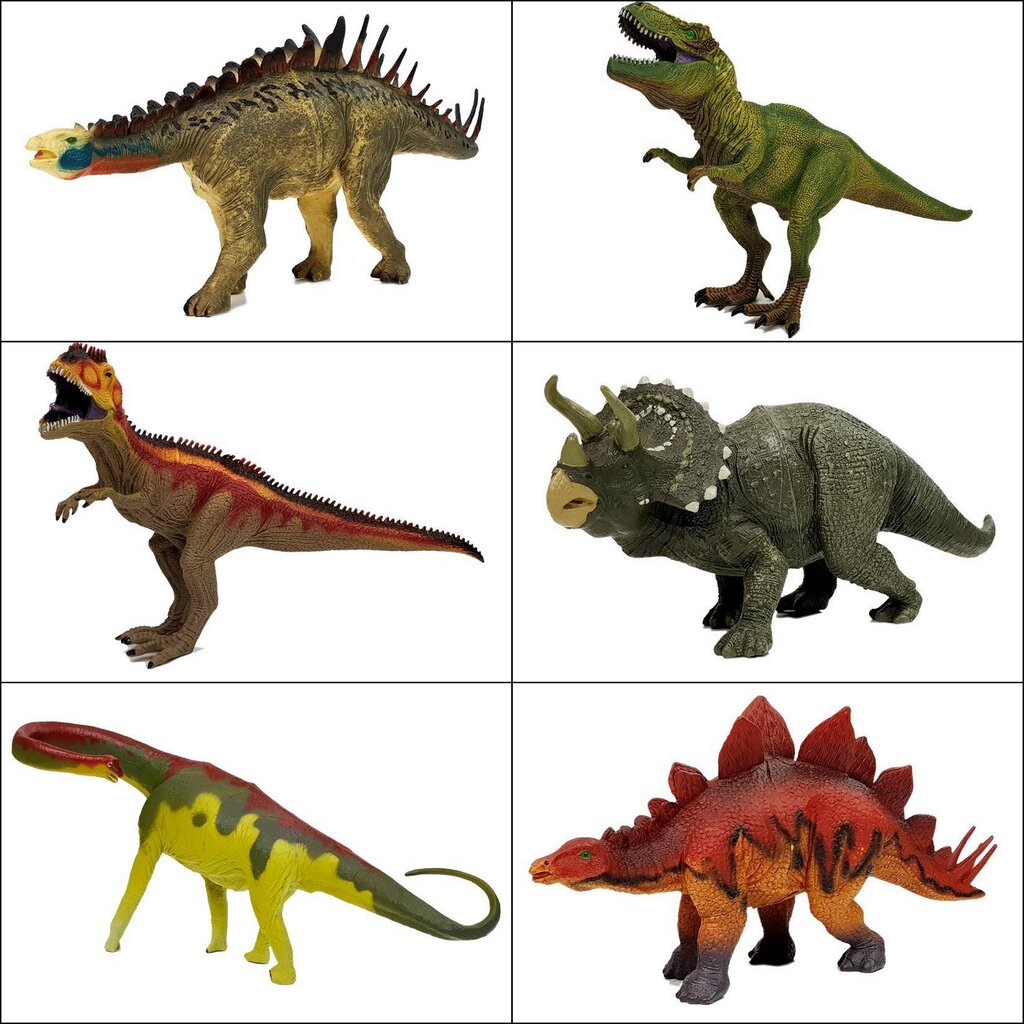 Stegosauruse ja teiste dinosauruste kujukeste komplekt, 6 tk. цена и информация | Mänguasjad poistele | hansapost.ee