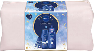 Komplekt Nivea Creme Care: toitev ihupiim, 400 ml + dušigeel, 250 ml + deodorant, 50 ml + huulepalsam, 4,8 g + kosmeetikakott hind ja info | Dušigeelid, õlid | hansapost.ee