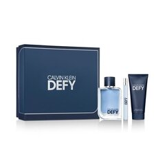 Подарочный набор Calvin Klein Defy EDT 100 мл, миниатюрный EDT 10 мл и гель для душа для тела и волос 100 мл цена и информация | Мужские духи | hansapost.ee