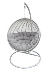HANGING CHAIR COCOON DE LUXE 120X73X195CM ECO-RATTAN WHITE, PILLOW GRAY hind ja info | Aiatoolid, rõdutoolid | hansapost.ee
