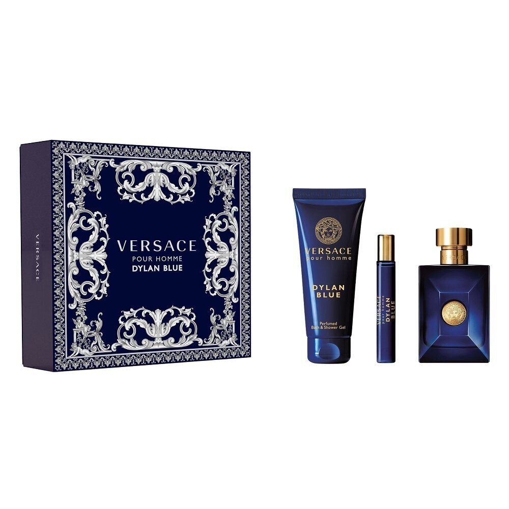 Komplekt Versace Dylan Blue Pour Homme: tualettvesi EDT 100 ml + 10 ml + dušigeel 150 ml hind ja info | Parfüümid meestele | hansapost.ee