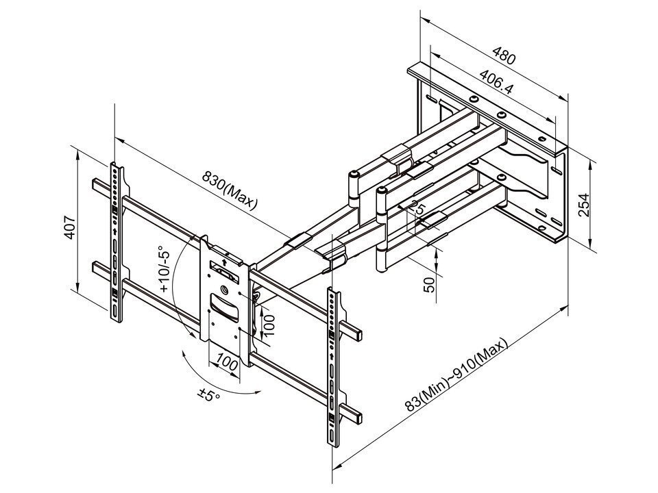 Multibrackets MB-6546 TV Wall Mount Bracket for TVs up to 90" / 60kg hind ja info | Teleri seinakinnitused ja hoidjad | hansapost.ee