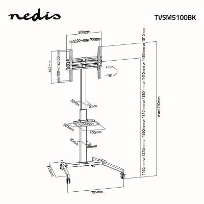 Nedis TVSM5100BK TV Floor Stand 32"- 55" up to 35kg hind ja info | Teleri seinakinnitused ja hoidjad | hansapost.ee