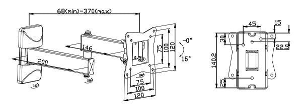 Nedis TVWM31BK TV wall mount full motion LED / LCD / PLASMA TV 10 - 32"- 30kg hind ja info | Teleri seinakinnitused ja hoidjad | hansapost.ee