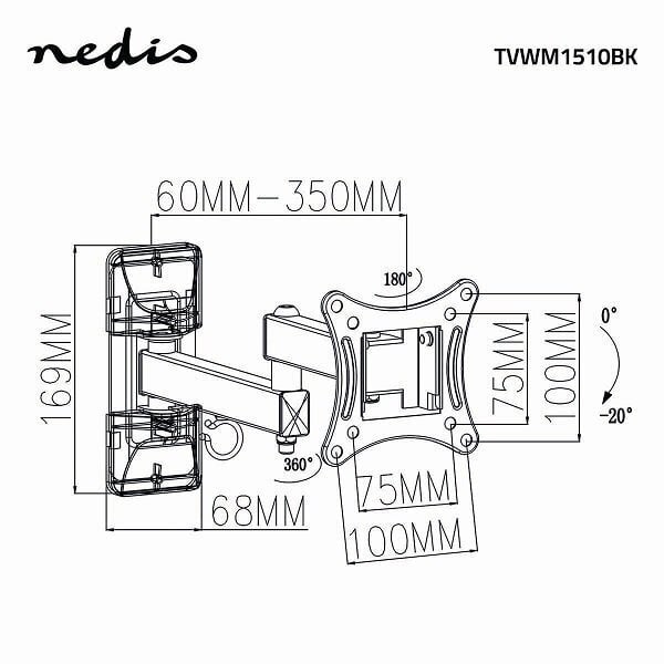 Nedis TVWM1510BK TV wall mount up to LED / LCD / PLASMA TV 13-27 / 15kg цена и информация | Teleri seinakinnitused ja hoidjad | hansapost.ee