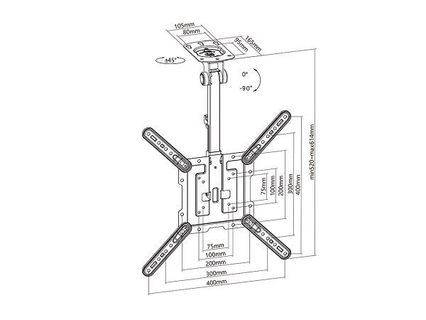 Multibrackets MB-3090 TV ceiling bracket 23"-55" / 20kg hind ja info | Teleri seinakinnitused ja hoidjad | hansapost.ee