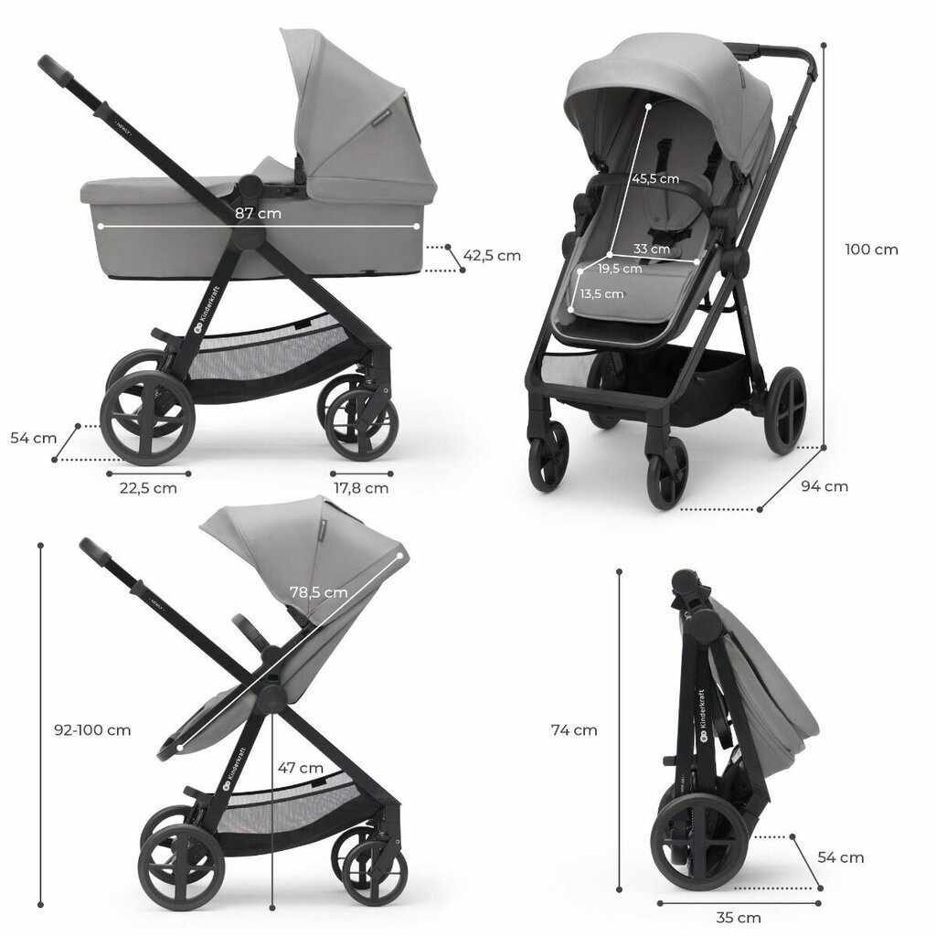 Universaalne vanker Kinderkraft Newly 4in1 Mink Pro, grey цена и информация | Vankrid, jalutuskärud | hansapost.ee