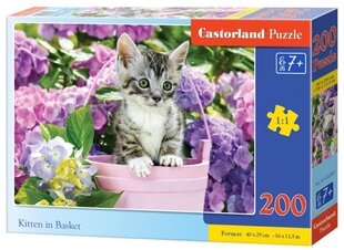 Pusle Castorland, 200 tk, Kitten in Basket hind ja info | Pusled lastele ja täiskasvanutele | hansapost.ee