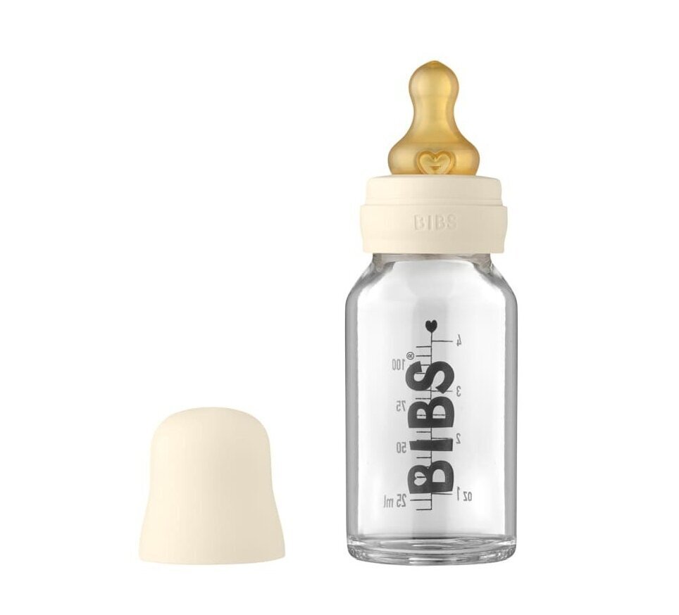 Klaasist lutipudel Bibs, 110 ml, 0+ kuud цена и информация | Lutipudelid ja tarvikud | hansapost.ee