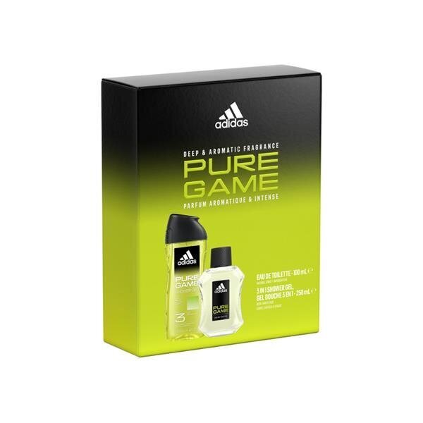 Kinkekomplekt Adidas Pure Game meestele: tualettvesi Edt, 100 ml + dušigeel, 250 ml цена и информация | Parfüümid meestele | hansapost.ee