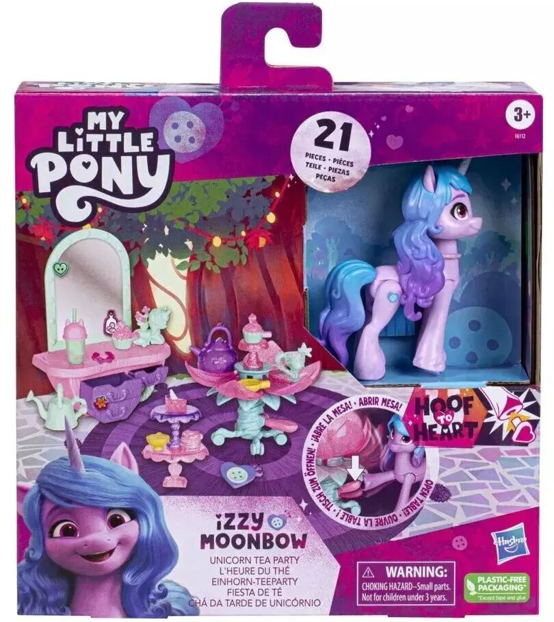 Hasbro My Little Pony: kabi südamesse - Izzy Moonbow ükssarvik Tea Party (F6112) hind ja info | Mänguasjad tüdrukutele | hansapost.ee