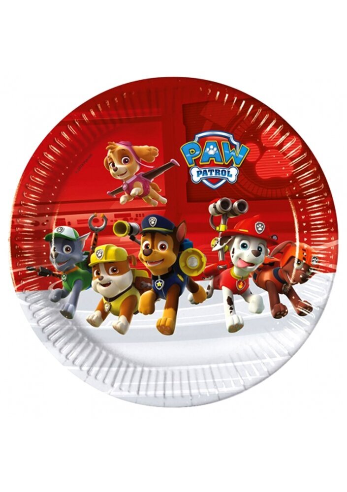 Taldrikud Paw Patrol, 8 tk., 23 cm цена и информация | Peokaunistused ja dekoratsioonid | hansapost.ee