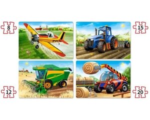 Пазл 4 картинки (8+12+15+20) Сельскохозяйственные машины цена и информация | Пазлы | hansapost.ee