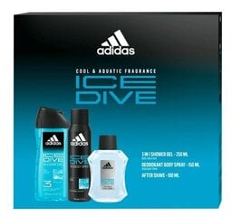 Komplekt meestele Adidas Ice Dive: habemeajamisvaht, 100 ml + dušigeel, 250 ml + deodorant, 150 ml цена и информация | Средства для бритья | hansapost.ee