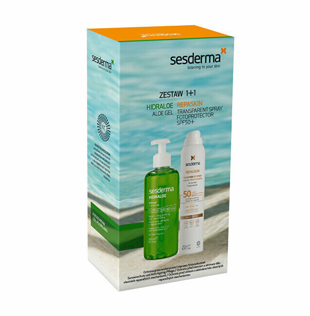 Komplekt Sesderma: Hidraloe Aloe geel, 250 ml + päikesekaitse Spf50, 200 ml цена и информация | Kehakreemid, kehaõlid ja losjoonid | hansapost.ee