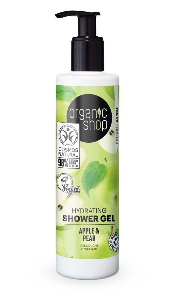 Dušigeel Organic Shop Apple & Pear, 280 ml цена и информация | Dušigeelid, õlid | hansapost.ee