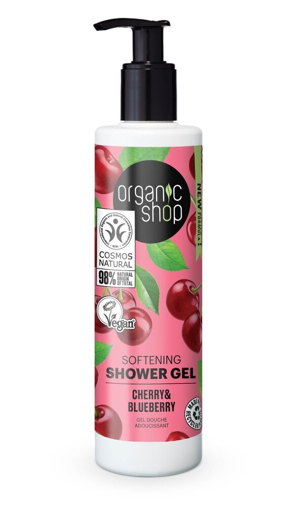 Dušigeel Organic Shop Cherry Blueberry, 280 ml цена и информация | Dušigeelid, õlid | hansapost.ee