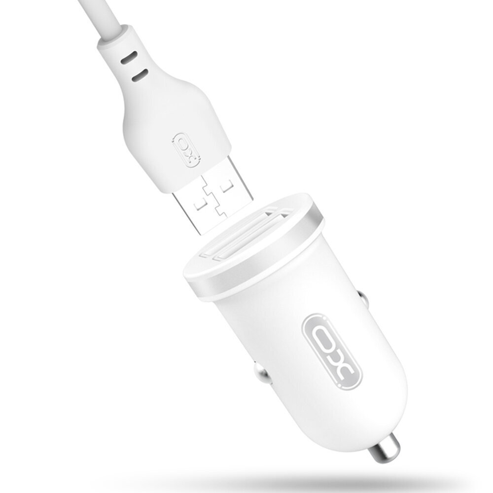 XO TZ08 car charger 2x USB 2,1A white + USB-C cable цена и информация | Laadijad mobiiltelefonidele | hansapost.ee