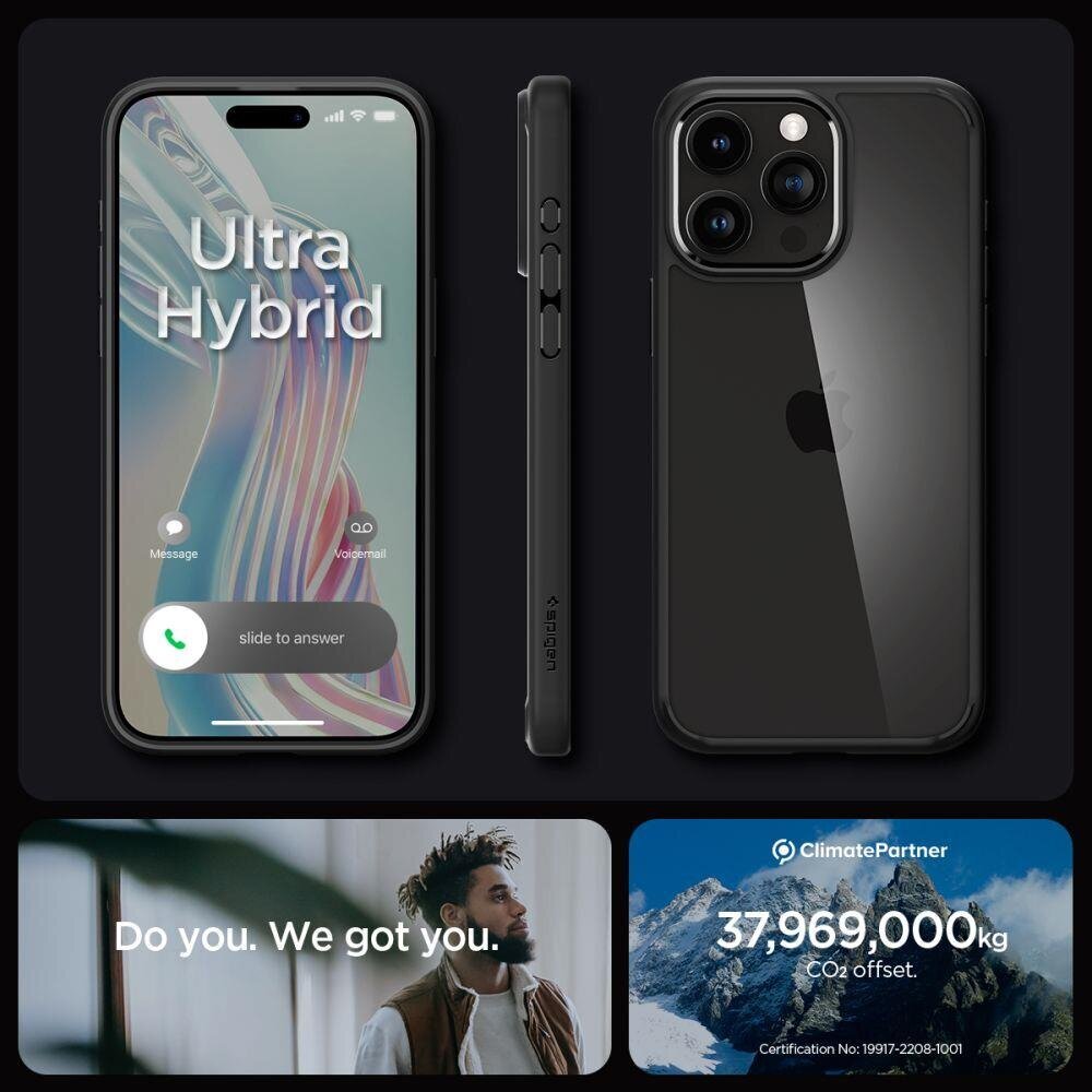 Spigen Ultra Hybrid iPhone 15 Pro Max 6,7", matte black ACS06570 hind ja info | Telefonide kaitsekaaned ja -ümbrised | hansapost.ee