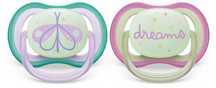 Lutid Philips Avent Ultra Air Nighttime, 0-6 kuud, 2 tk price and information | Pacifiers | hansapost.ee