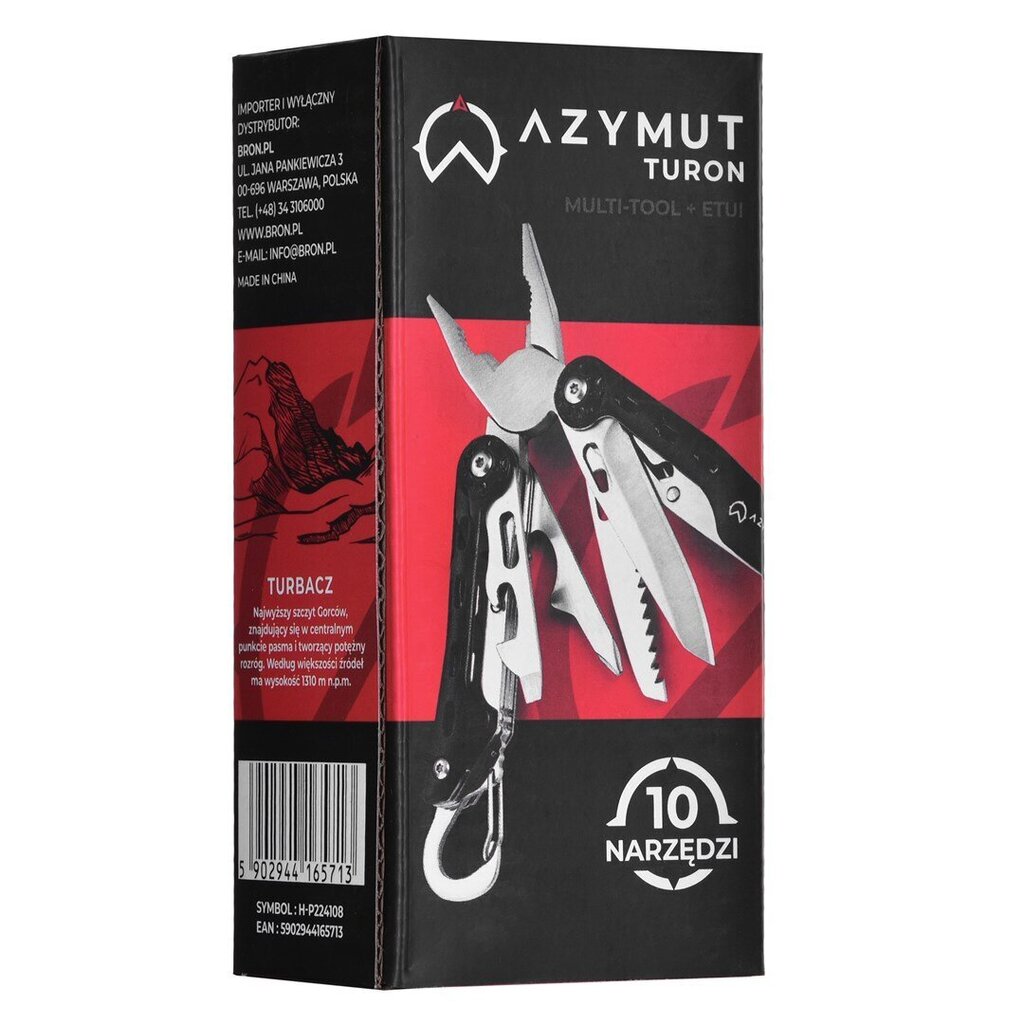 Multifunktsionaalne tööriist Azymut Turon, must, 11cm hind ja info | Taskunoad, multifunktsionaalsed tööriistad | hansapost.ee