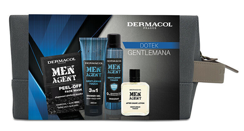 Komplekt kehahoolduseks Dermacol Men Agent Gentleman meestele: dušigeel, 250 ml + deodorant, 150 ml + raseerimisjärgne losjoon, 100 ml + näomask, 2x7,5 ml + kosmeetikakott hind ja info | Dušigeelid, õlid | hansapost.ee