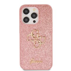 Guess PU Fixed Glitter 4G Metal Logo Case for iPhone 15 Pro Pink цена и информация | Чехлы для телефонов | hansapost.ee