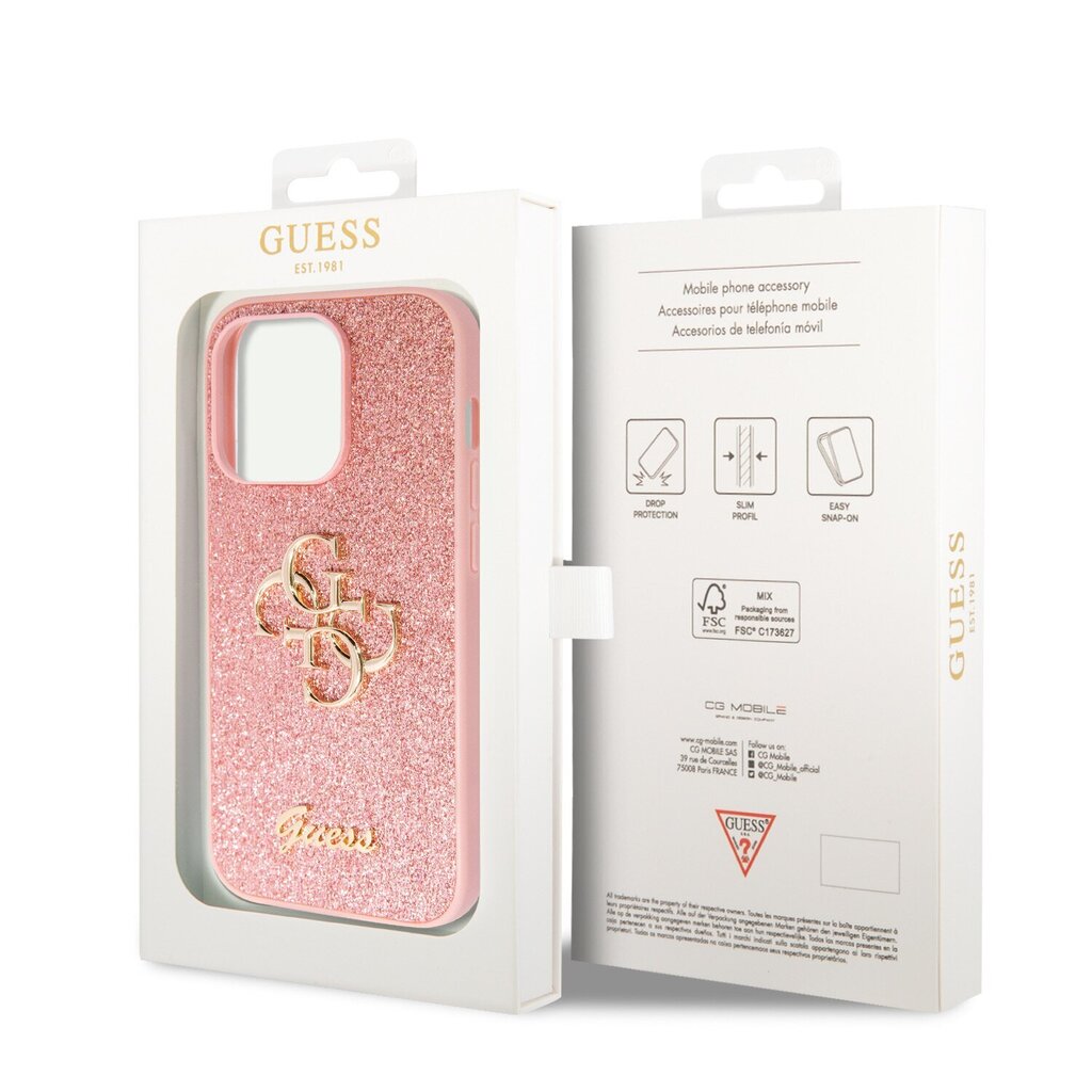Guess PU Fixed Glitter 4G Case GUHCP15LHG4SGP цена и информация | Telefonide kaitsekaaned ja -ümbrised | hansapost.ee