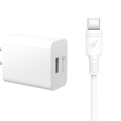 DCO U18 18W USB Pesapid Ladustusadapter + USB-C 1m Kaabel Samsung Xiaomi Huawei Oppo Valge (OEM) hind ja info | Laadijad mobiiltelefonidele | hansapost.ee