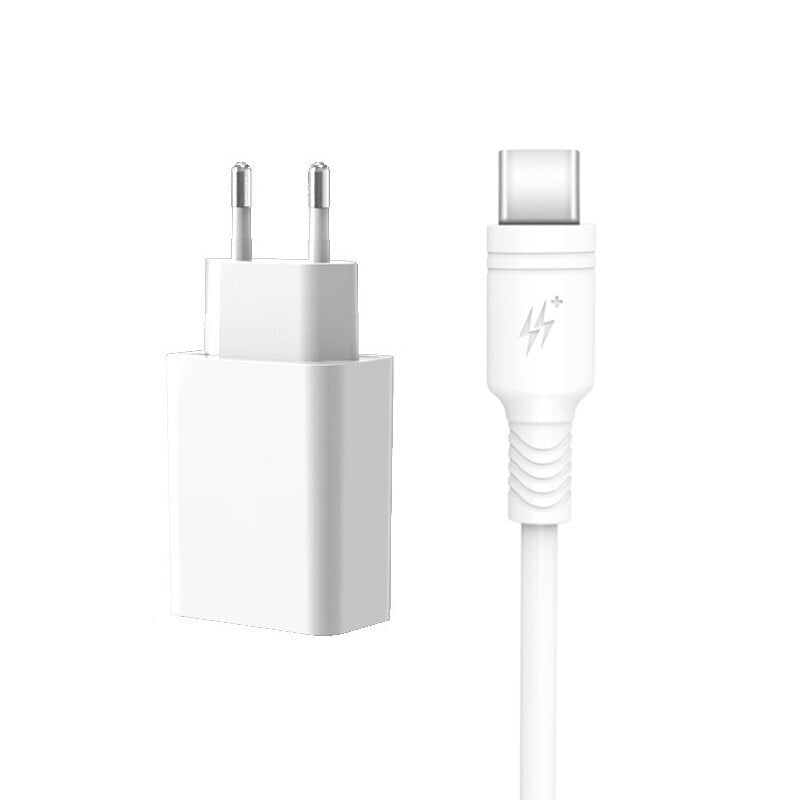 DCO U18 18W USB Pesapid Ladustusadapter + USB-C 1m Kaabel Samsung Xiaomi Huawei Oppo Valge (OEM) hind ja info | Laadijad mobiiltelefonidele | hansapost.ee