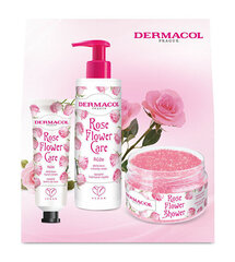 Kehahoolduskomplekt Dermacol Rose Flower Care I naistele: kätepesuseep, 250 ml + kehakoorija, 200 g + kätekreem, 30 ml hind ja info | Kehakreemid, kehaõlid ja losjoonid | hansapost.ee