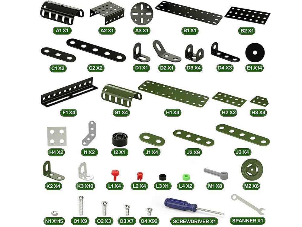 Metallist konstruktor, 340 detaili hind ja info | Klotsid ja konstruktorid | hansapost.ee