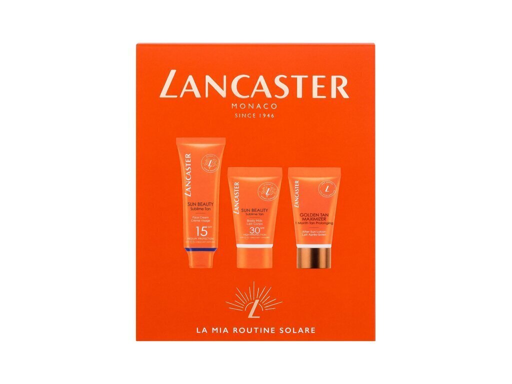 Päikesekomplekt Lancaster Lancaster Sun Care Face Cream, 50 ml: näo päikesekreem Sun Beauty, 50 ml + päikesekaitsega ihupiim Sun Beauty, 50 ml + päikesekaitsekreem Golden Tan Maximizer, 50 ml hind ja info | Päikesekaitse ja päevitusjärgsed kreemid | hansapost.ee