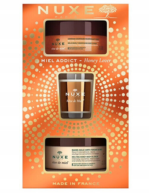 Kosmeetikakomplekt Nuxe Honey Lover Dry Skin Body Care: kehakoorija, 175 ml + kehapalsam, 200 ml + küünal, 70 g цена и информация | Kehakreemid, kehaõlid ja losjoonid | hansapost.ee