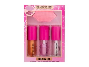 Набор масел для губ Makeup Revolution - Lip Oil Set Kiss & Go, 4,5 мл, 3 шт. цена и информация | Помады, бальзамы, блеск для губ | hansapost.ee