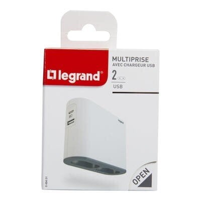 Legrand 2x2P + USB AC splitter valge / must цена и информация | USB adapterid ja jagajad | hansapost.ee