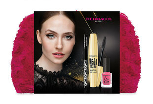 Набор Dermacol Mega Lashes: тушь Mega Lashes, 13 мл + подводка для глаз, 1 мл + лак для ногтей 5 Days Stay 53, 11 мл + косметичка цена и информация | Тушь, средства для роста ресниц, тени для век, карандаши для глаз | hansapost.ee