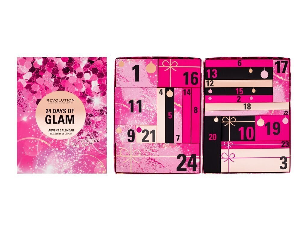 Kosmeetiline advendikalender Makeup Revolution 25 Days of Glam Advent Calendar, 25-osaline hind ja info | Huulekosmeetika | hansapost.ee